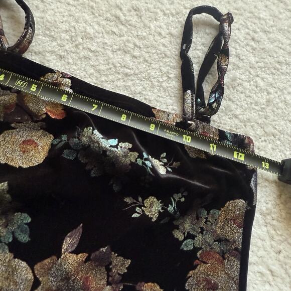 Rue 21 Y2K Black Velvet Metallic Floral Fairy Whimsygoth Bodycon Mini Dress S - Picture 5 of 7